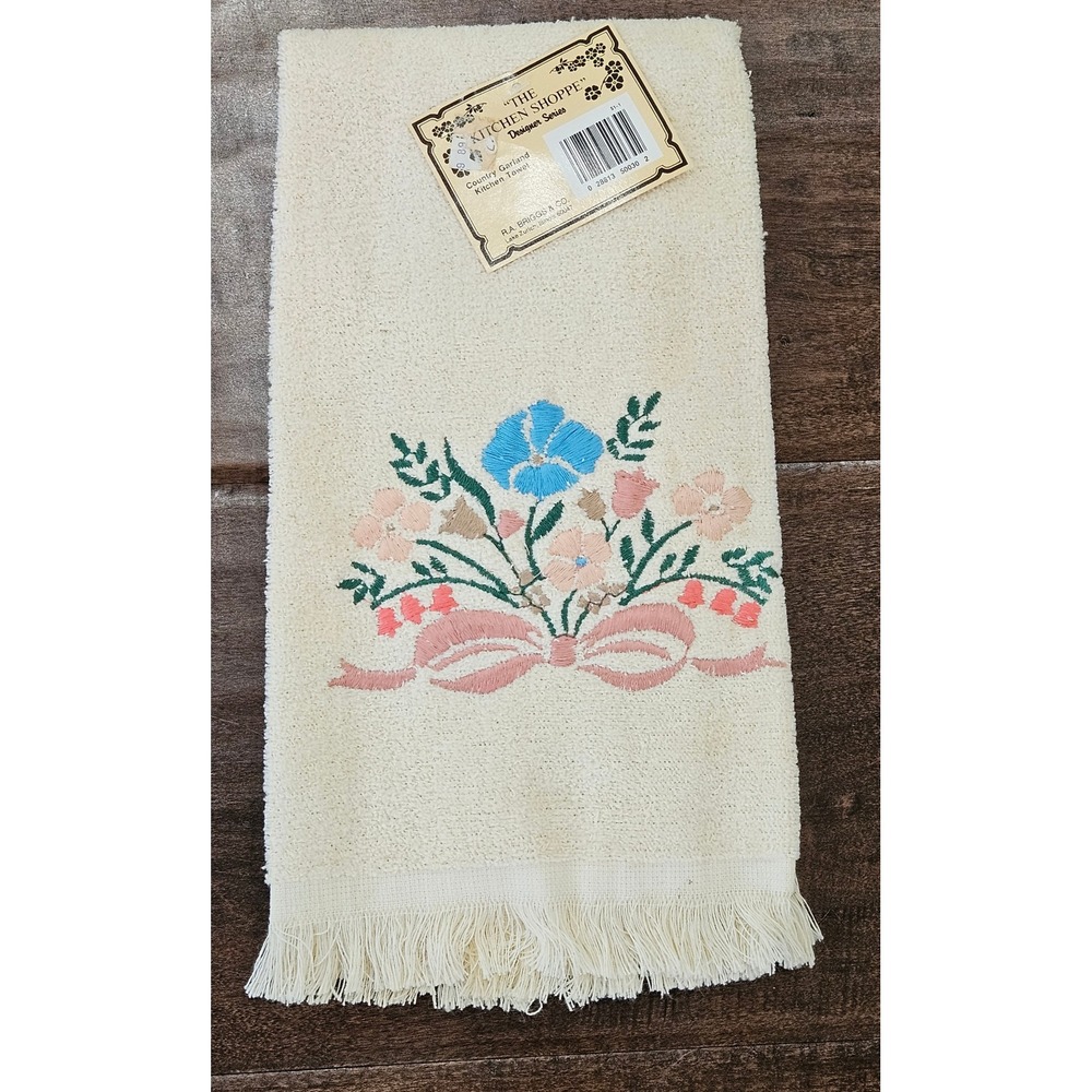 VTG Made in USA Floral Farmhouse Cottagecore Towel Country Garland NWT‎